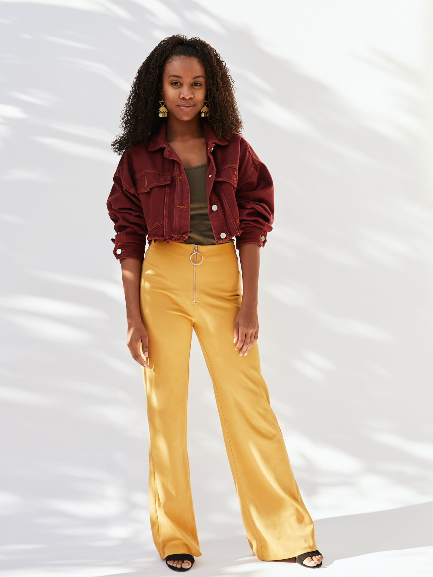 Wide Ankle Yellow Pants large